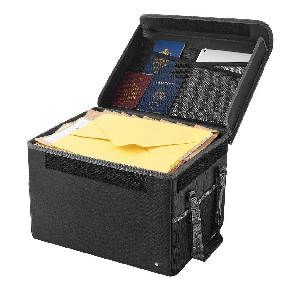 

Fireproof Document Box, 1832 °F Heat Insulated Fireproof & Waterproof Box, Space-Saving and Foldable Design, Portable Home