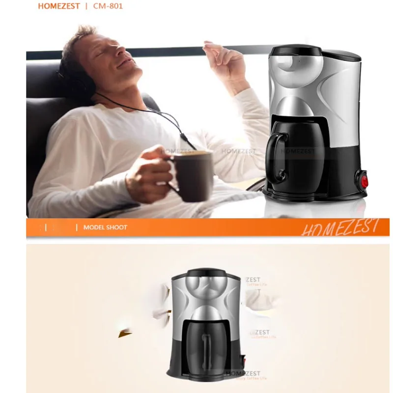 Small American Coffee Maker, Kitchen Appliances, MINI Fully Automatic Desktop Drip Coffee Machine, HOMEZEST CM-801 220V