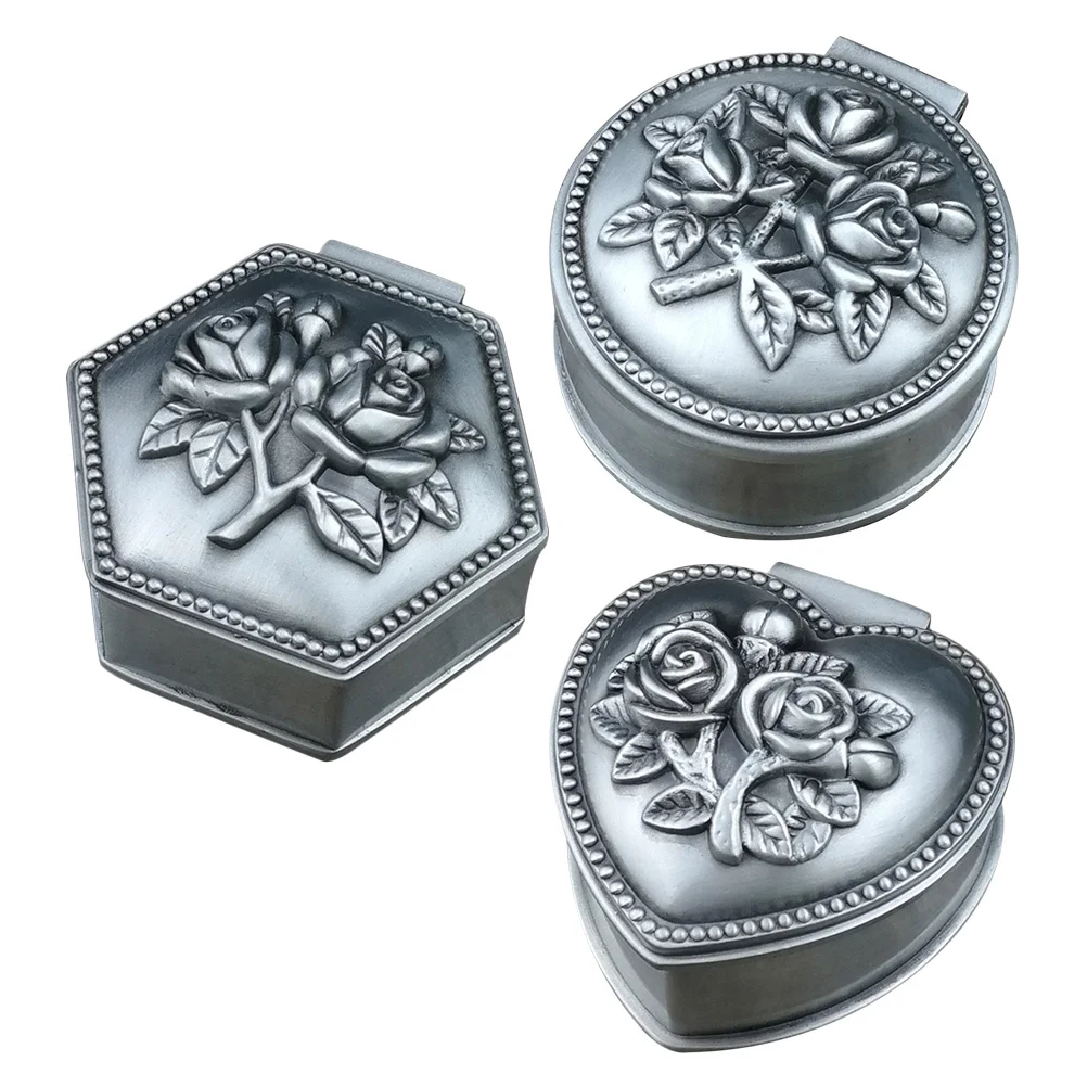 3Pcs Vintage Jewelry Boxes Compact Rings Storage Cases Jewelry Gift Storage Organizer Durable Craftsmanship Portable Trinket