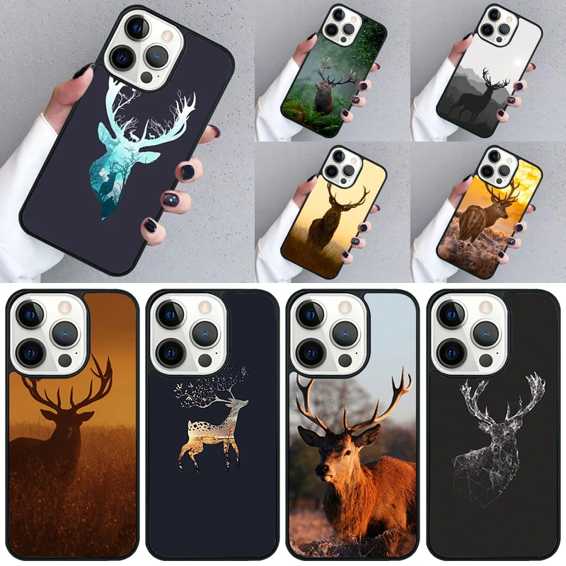 STUNNING DEER Animal Phone Case For iPhone 16 15 13 14 Pro Max 11 12 Mini Plus 2022 XR XS MAX Shell Cover coque