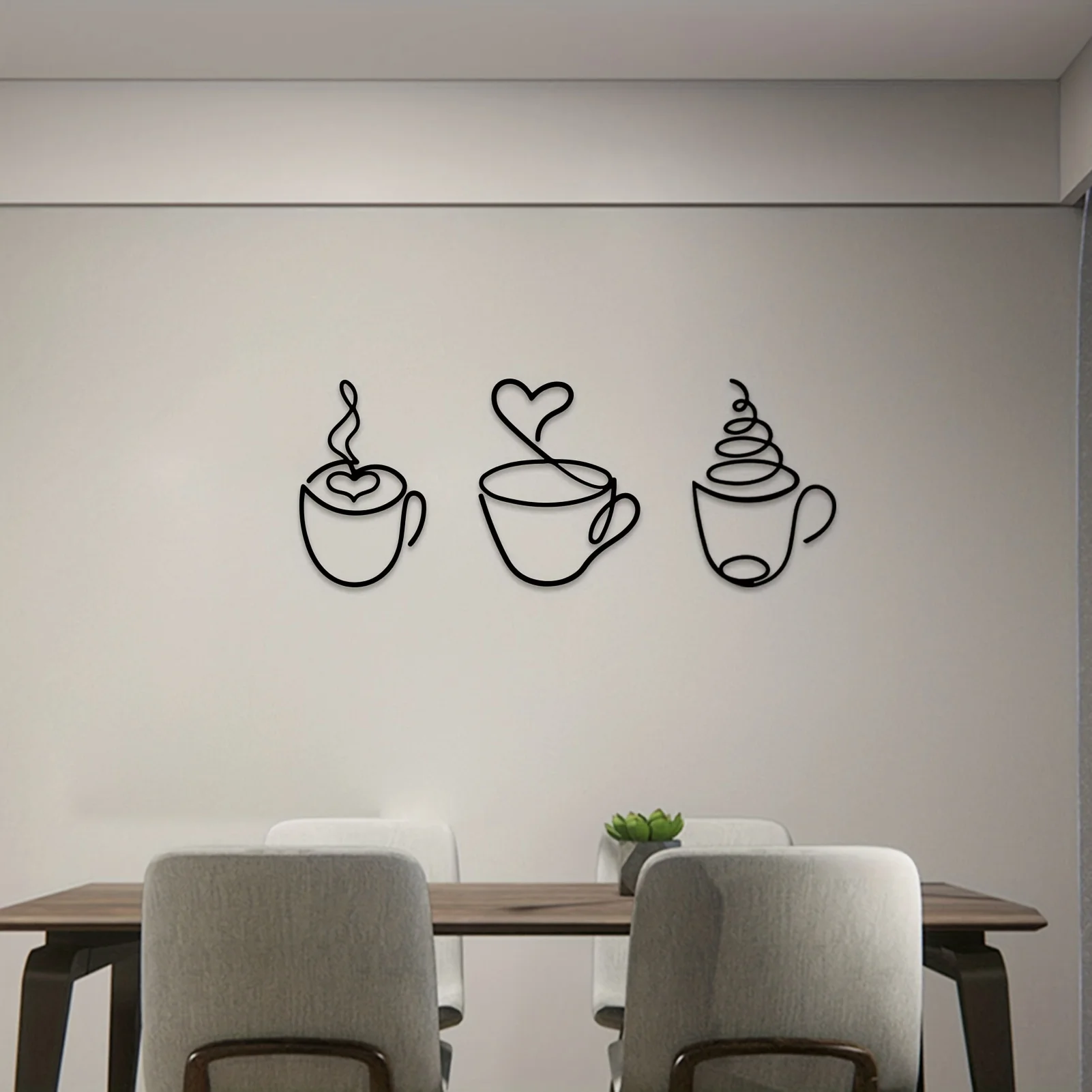 Add a Touch of Charm to Your Kitchen with this 3pcs Coffee Cup Metal Wall Art Home Decor，Wall decor metal wall hanging Gift