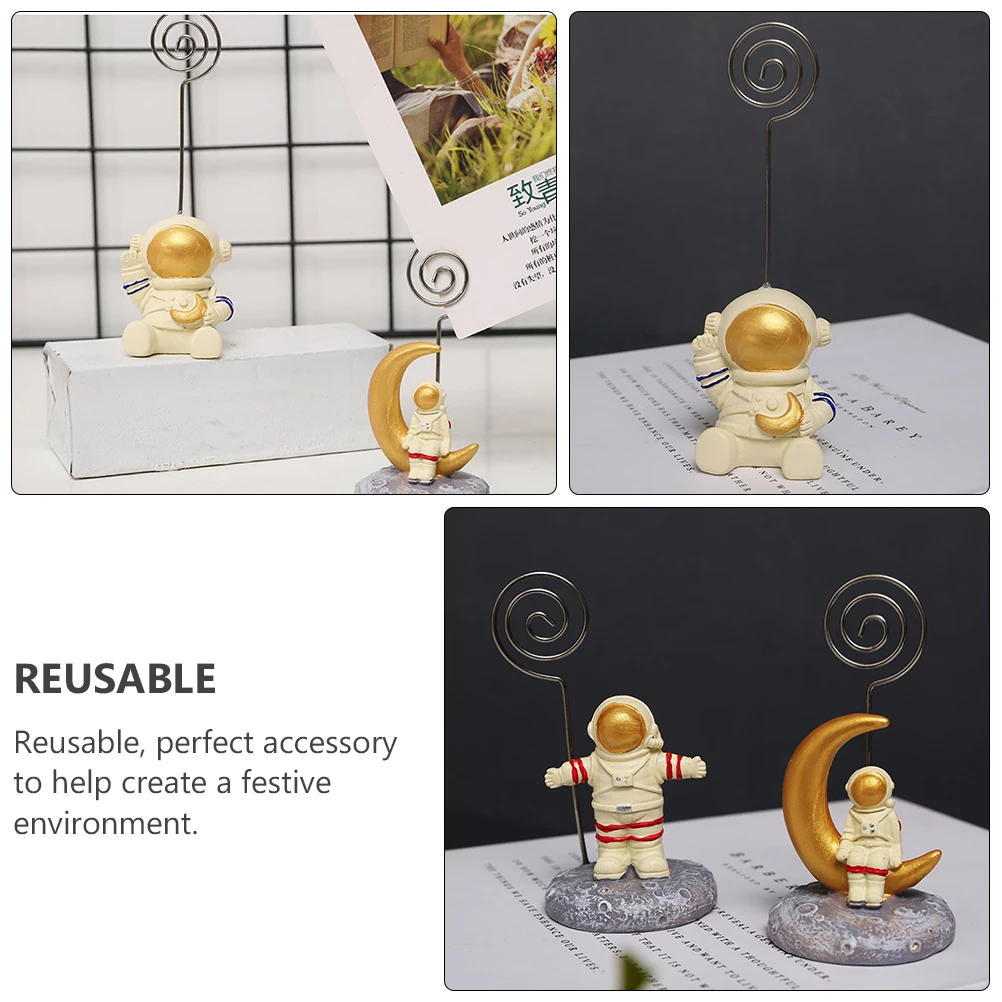 

1Set Astronaut Table Number Holders Premium Resin Memo Clip Lightweight Photo Clip for Birthday Baby Shower Graduation