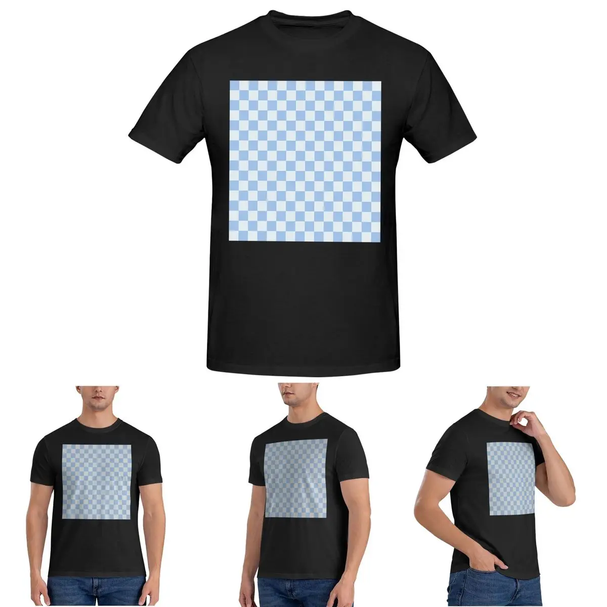 

Checkerboard Mini Check Pattern T-Shirt for Men Cotton Plus Size T Shirts Men's Short Sleeve Round Neck Summer Clothes Tops