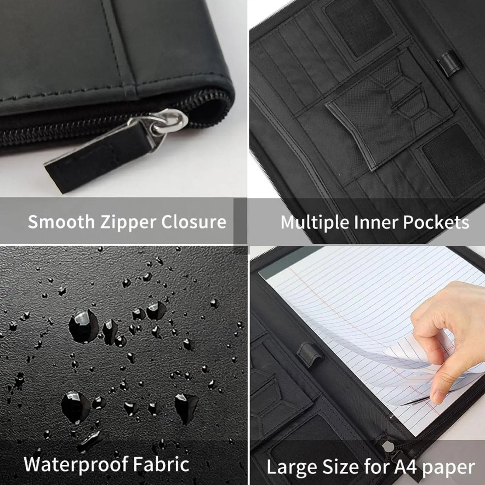 Business Portfolio with Zipper File Folder for Travel Interview Presentation