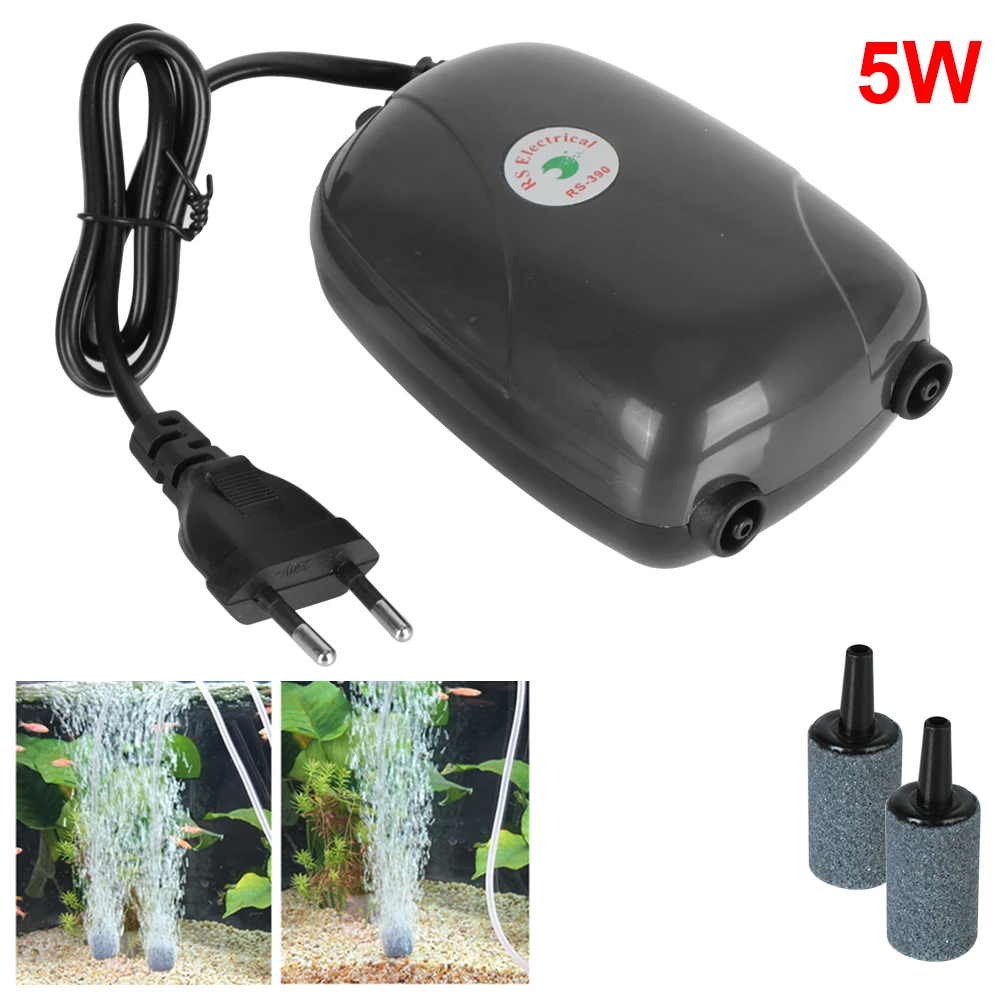 

Quarium Supplies Increase Oxygen Compressor Single Double Outlet Fish Tank Oxygenation Pump Mini EU Plug Aquarium Air Pump