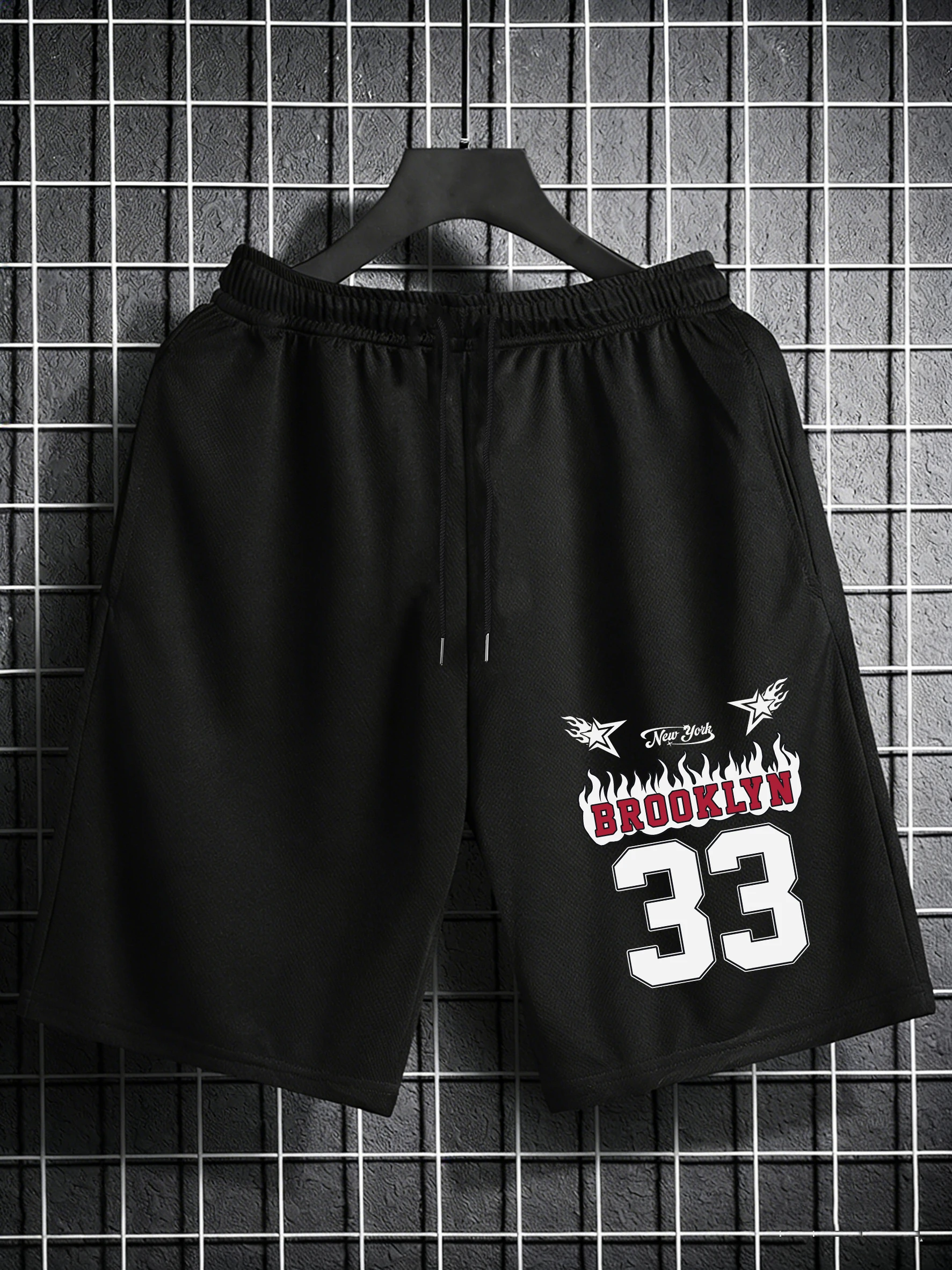 

Brooklyn Number 33 Printed Men'S Shorts Summer Elasticity Short Pant Gym Wide Leg Pants Beach Drawstring Pocket Clothing