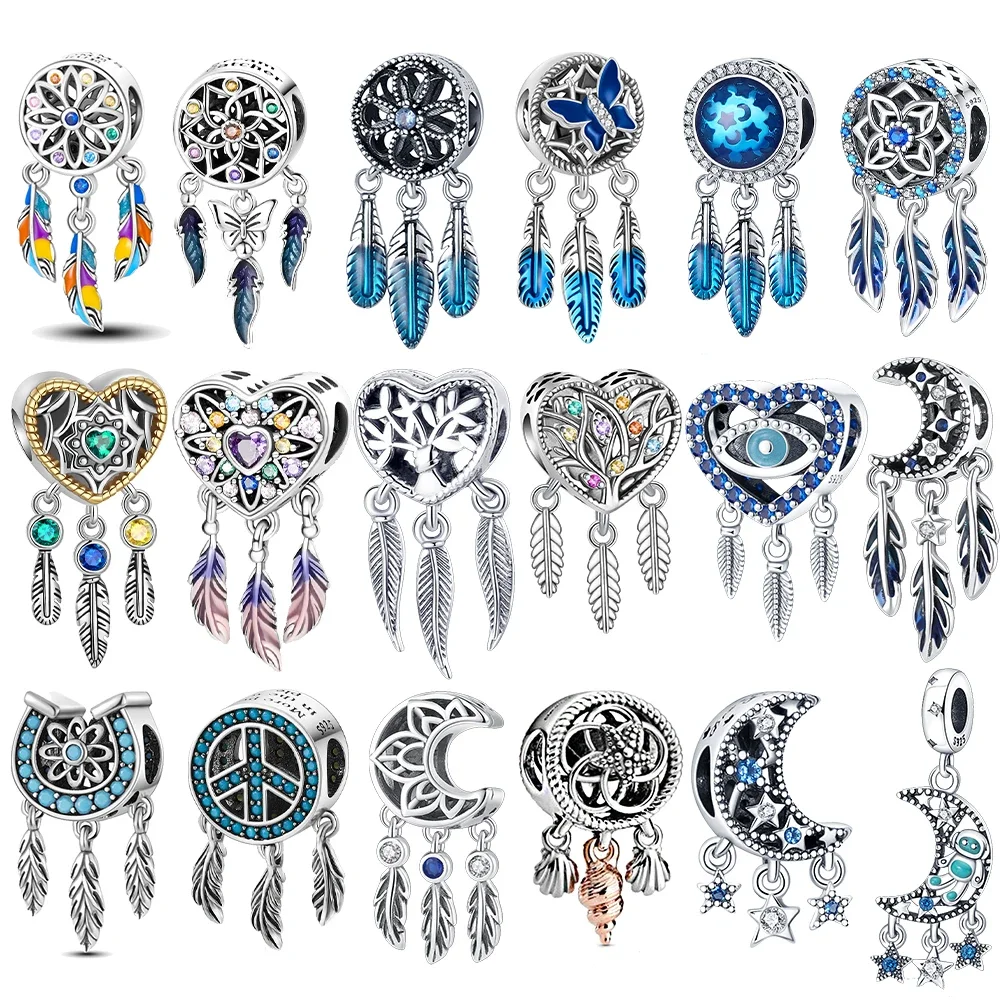 925 Sterling Silver Color Love Dream Catcher Pendant Charms For Original Pandora Bracelet Charm Bead Necklace Diy Female Jewelry