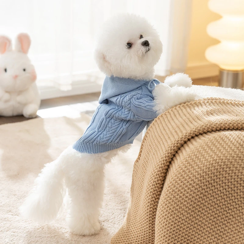 Winter Wool York Dog Sweaters Soft Christmas Pet Clothes for Small Medium Puppy Thick Solid Color Knitting Pink Cat Sweatshirt