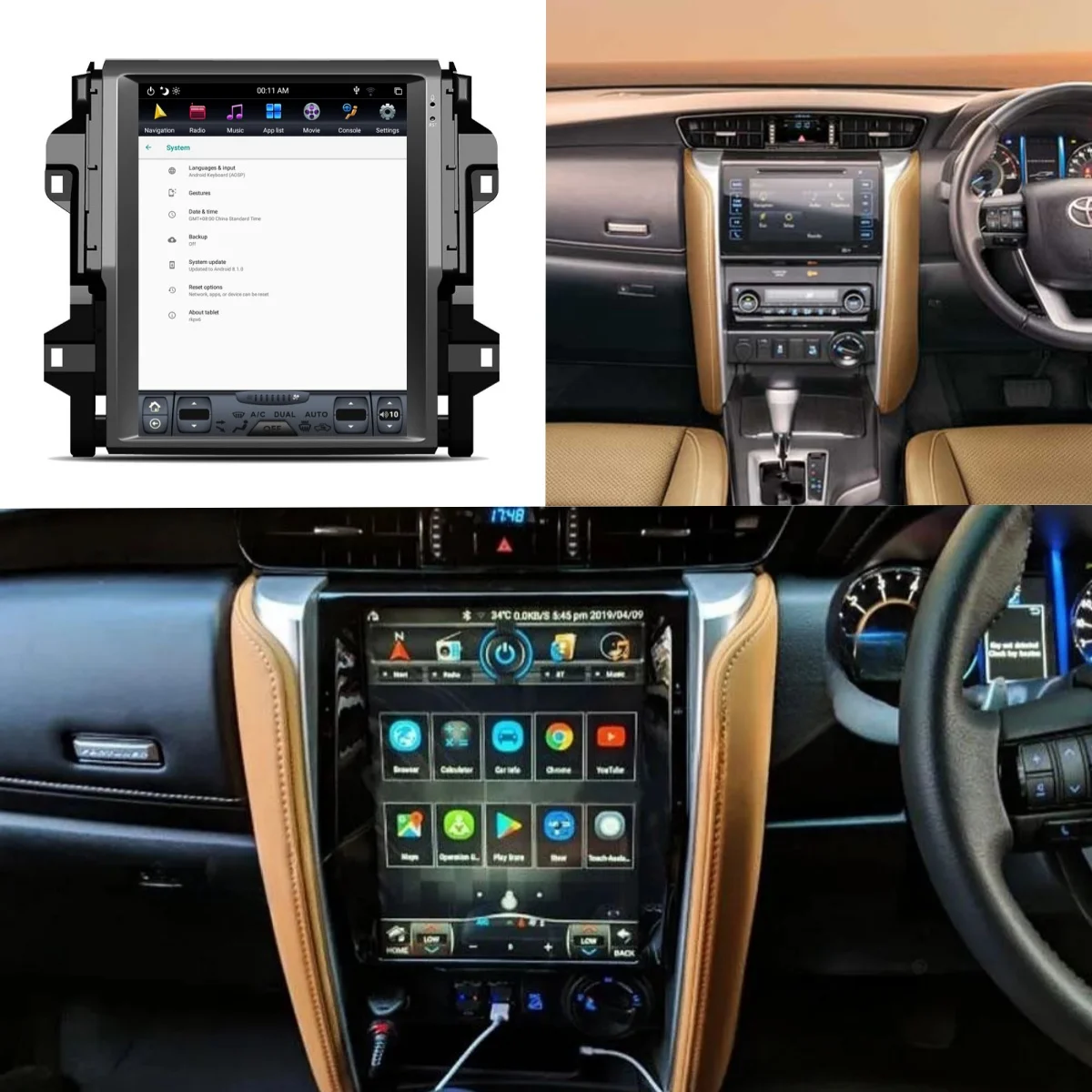 12.1'' Qualcomm 8 core For Toyota Fortuner 2016-2019 Car Radio Multimedia Player Android 11 Auto GPS Navigation Wireless Carplay