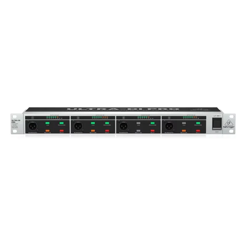 Behringer DI4000 V2 Caja DI de 4 Canales con Entradas XLR/TRS Balanceadas, Sistema de Sonido para Estudio, Equipo de Refuerzo de Sonido