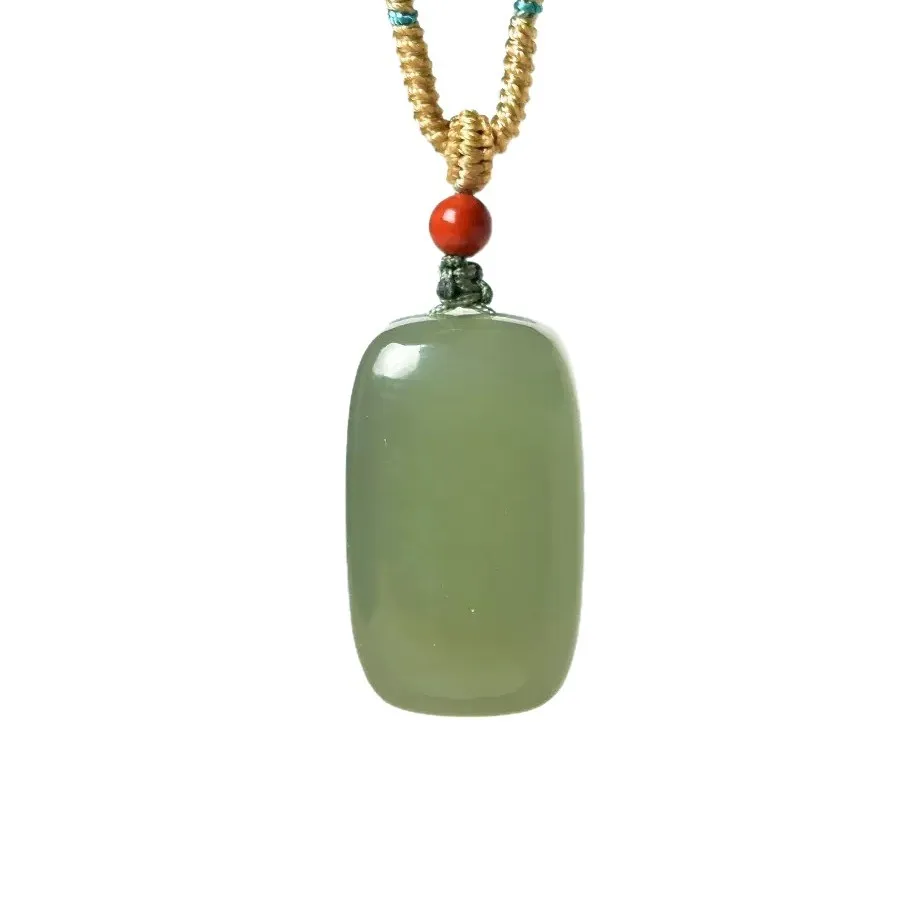 Natural Authentic Hetian Jade Pendant for Men and Women Ice Clear Peace Jade Pendant Bread Shape Lucky Amulet Gifts