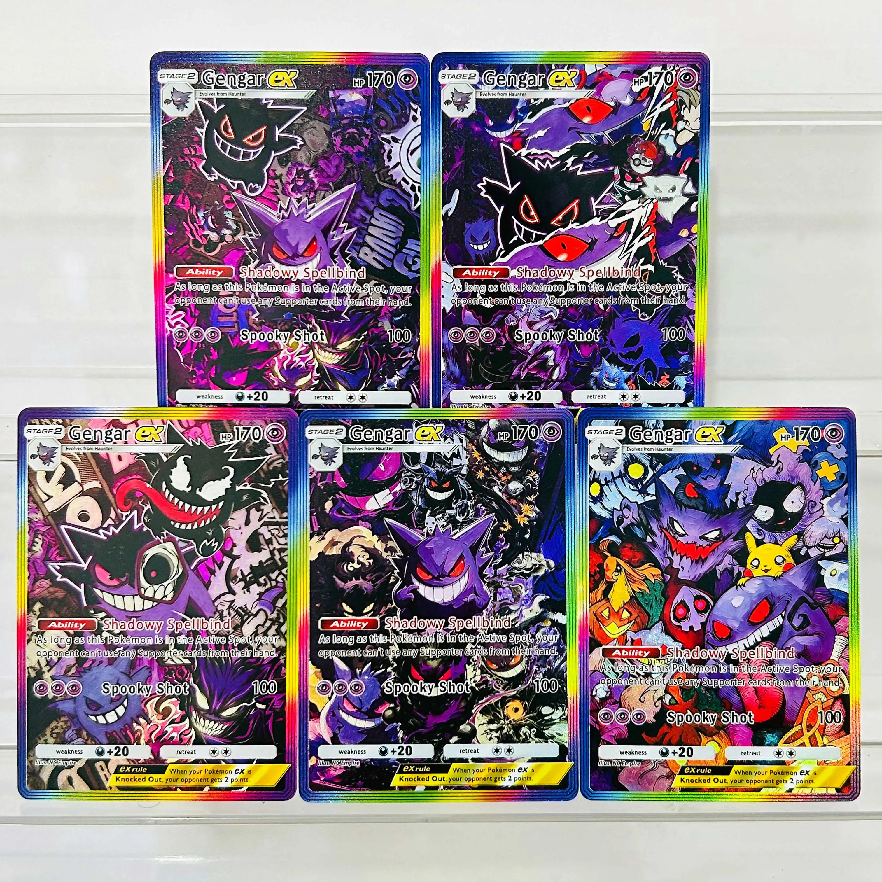 Gengar 5 Stück Englische Version Sammelkarten DIY Folien-Textur Premium Anime-Sammelkarten