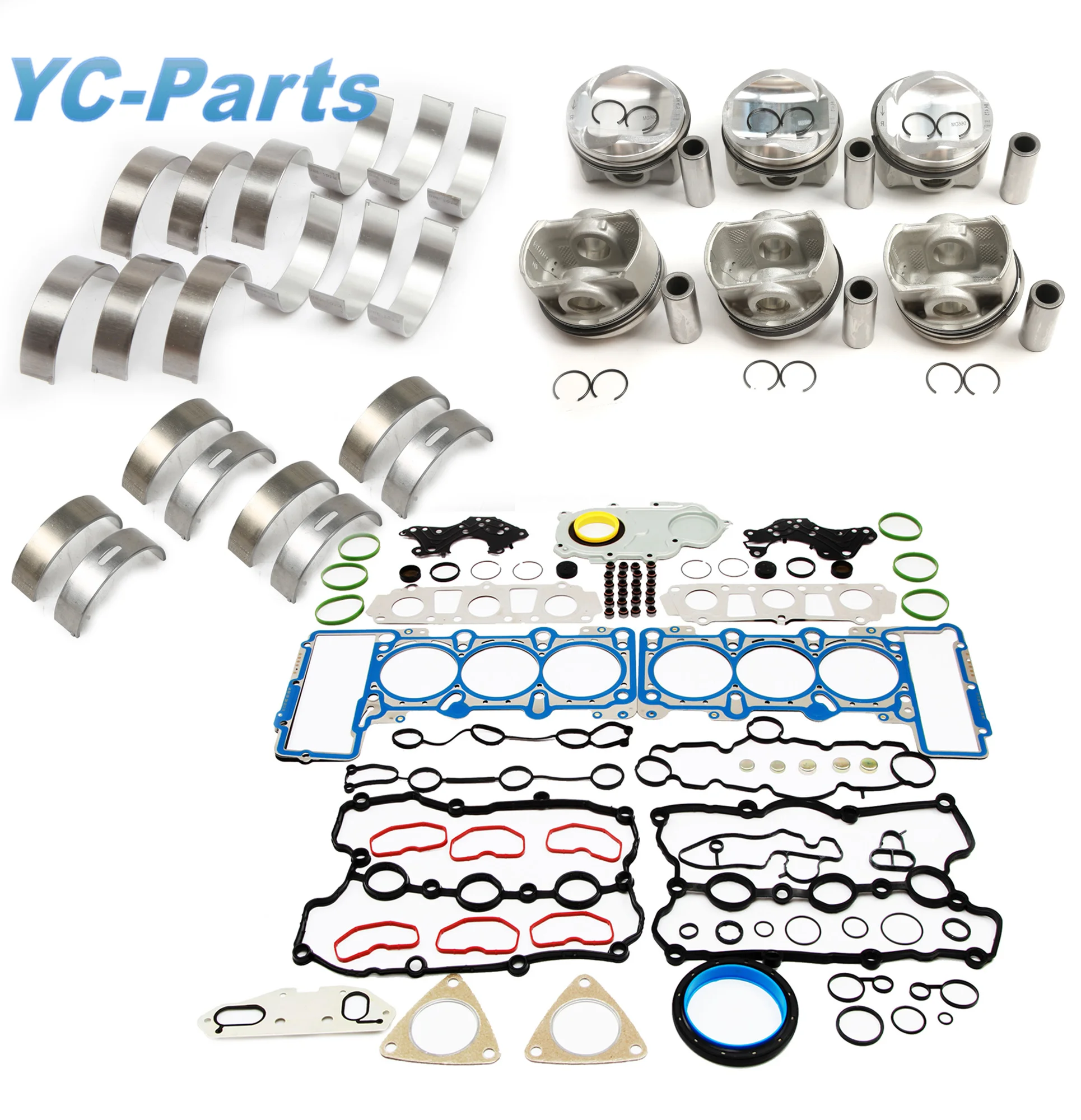 3.0T Engine Cylinder Head Seal Gaskets  & Pistons & Bearings Kit for AUDI A4 B8 Avant Quattro A5 A6 A7 A8 Q5 Q7 VW TOUAREG