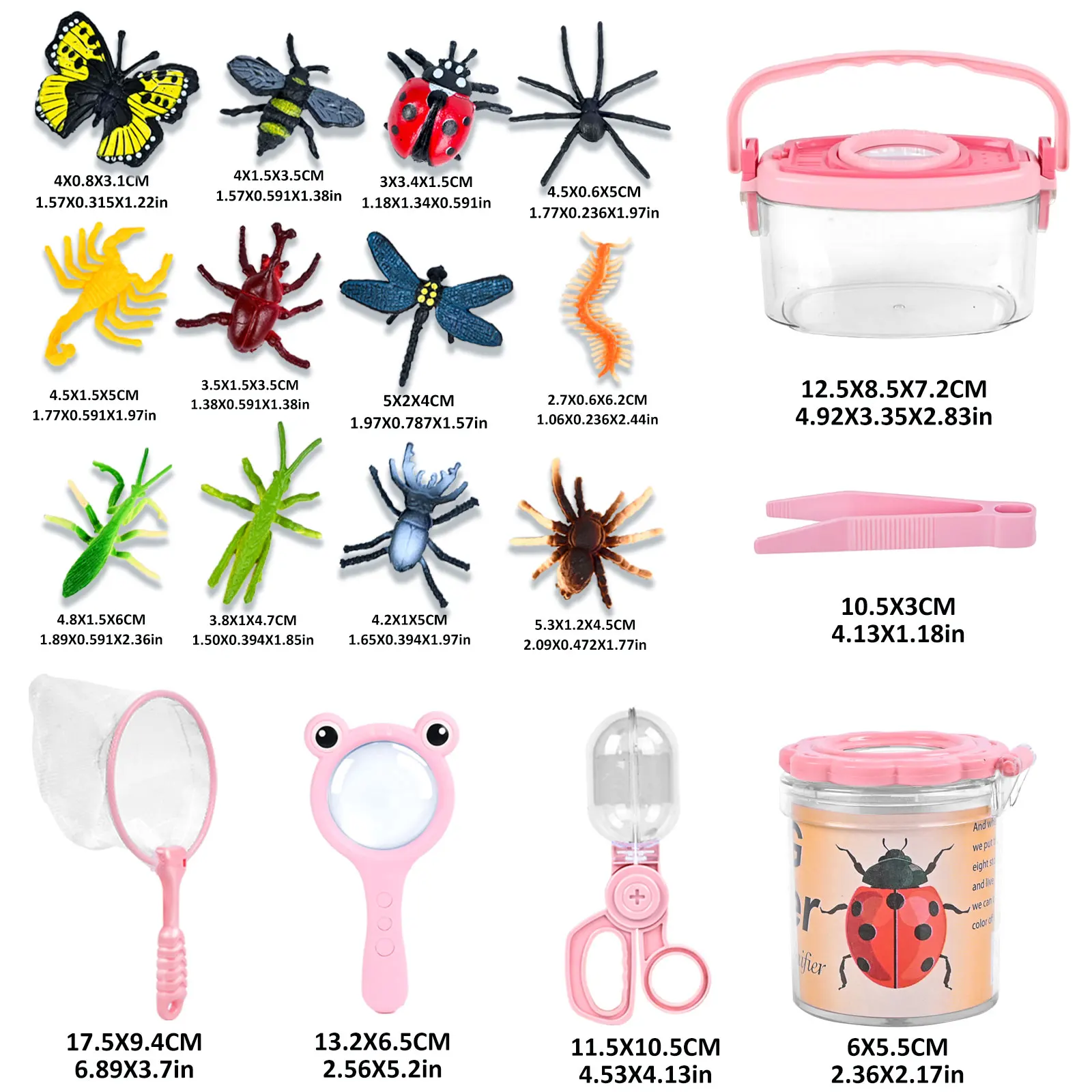 Children'S Outdoor Portable Transparent Insect Box Clip Net Fishing Insect Model Magnifying Glass Feeding Observation Box Toy