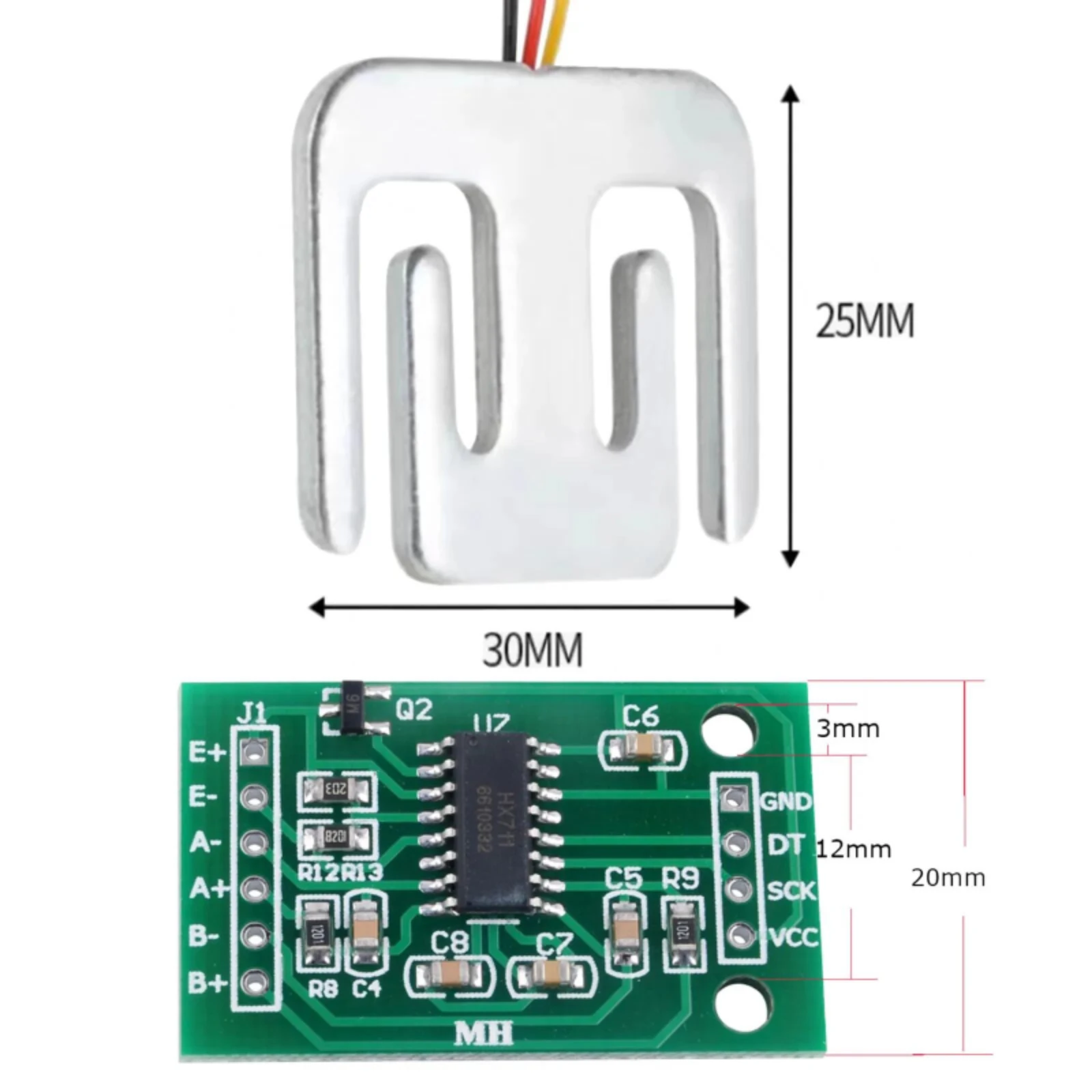 50kg Load Cell Half Bridge Strain Gauge Dual Channel HX711 AD Module 24-Bit Precision Amplifier for Arduino Projects
