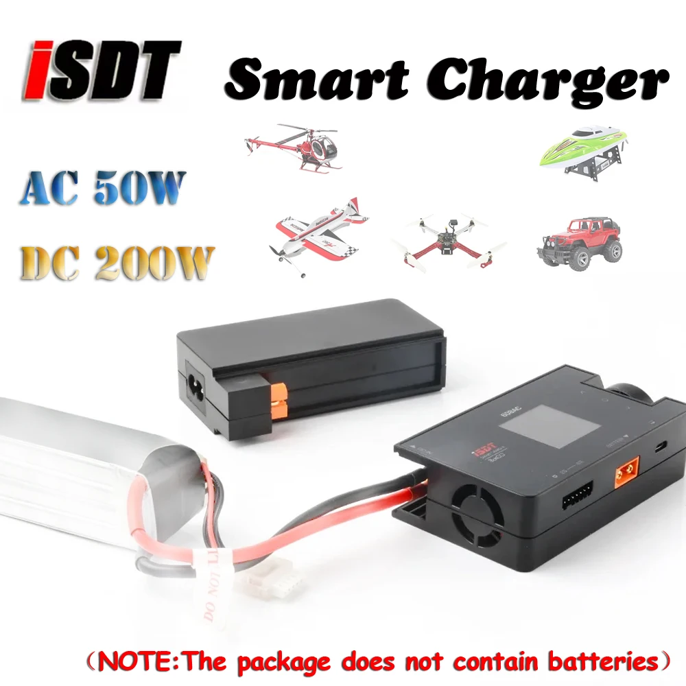ISDT 608AC AC 50W DC 200W 8A BattGo Smart Battery Charger Discharger with Detachable Power Supply for RC FPV Racing Drone Parts