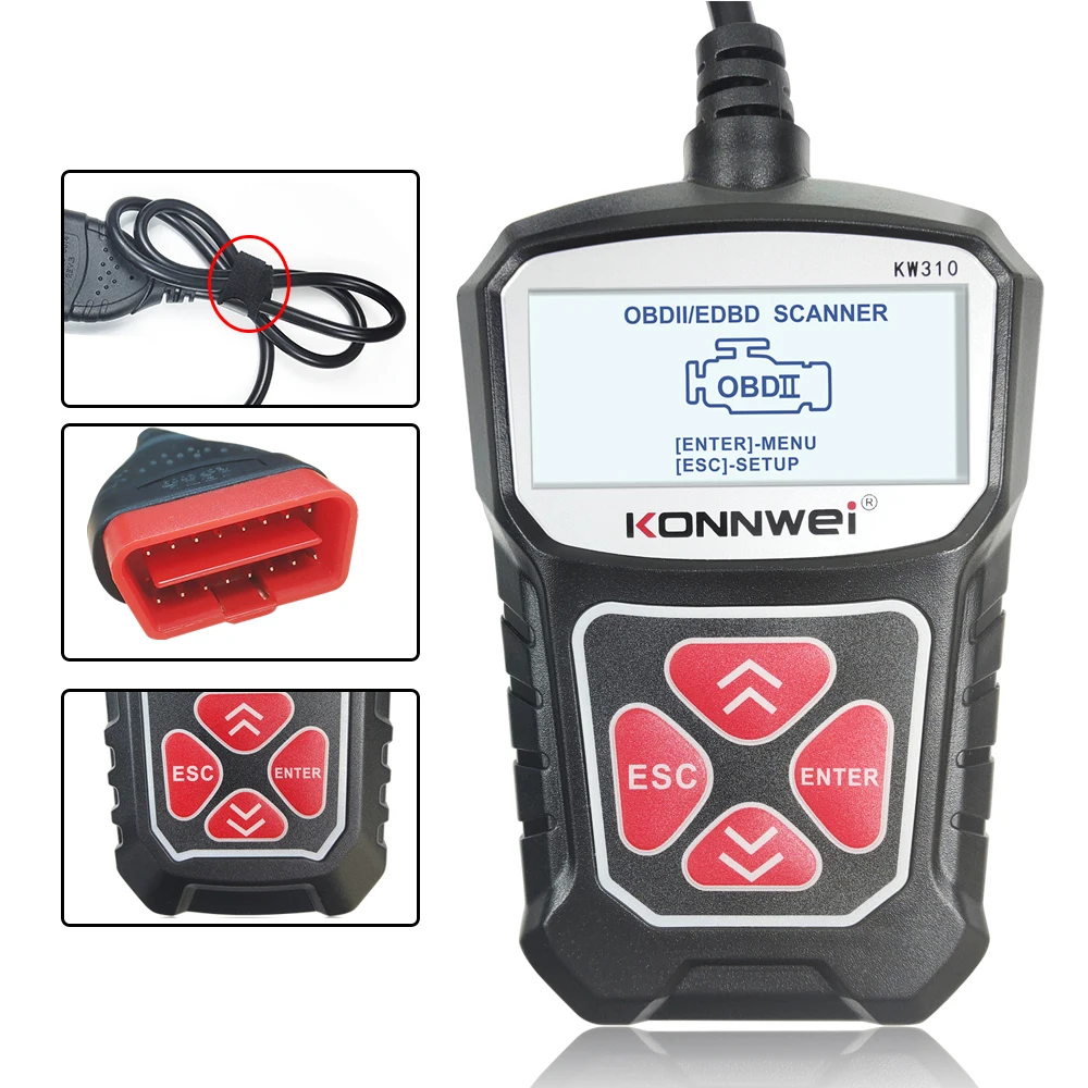 KONNWEI KW310 Code Reader OBD2 Car Diagnostic Tool ODB2 OBD 2 Automotive Scanner with Russian Language Auto Tool PK ELM 327 V1.5