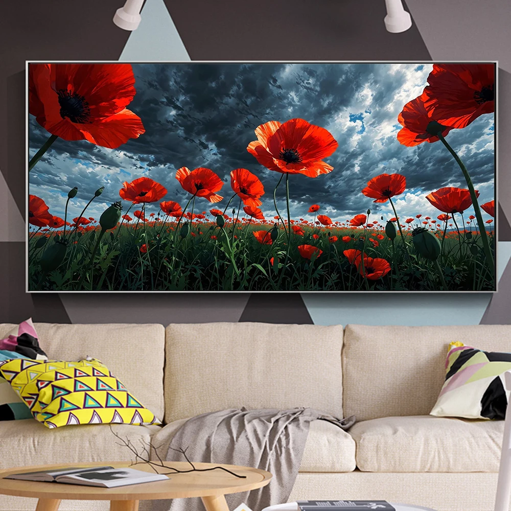 المناظر الطبيعية قماش جدار الفن بحيرة الغابات الجبلية مشهد اللوحة السماء الزرقاء الغيوم البيضاء والمراعي المشارك طباعة ديكور المنزل