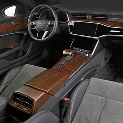 For Audi A6L A6 A7 C8 2019 2020 2021 2022 2023 2024 Model Wood Grain Overlay on Dashboard, Door, Gearshift, Air Vent, Dashboard