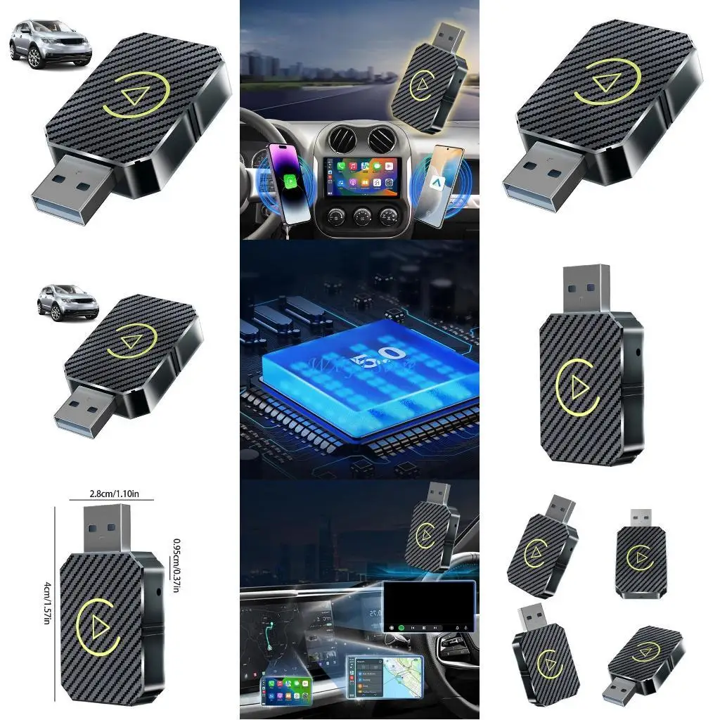 

37JE Wireless Car Box Adapter, to Wireless Car Box Dongle for Wireless Control Wifi & Bluetooth-compatible