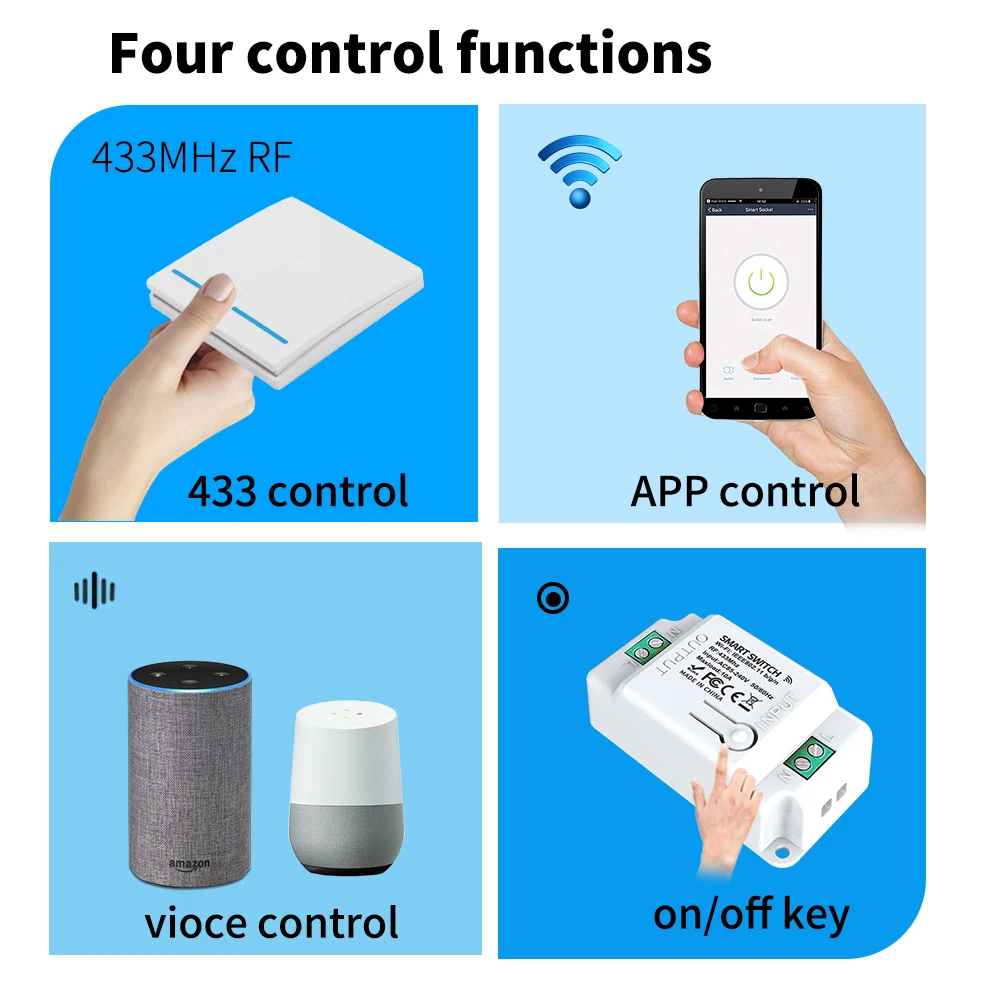 WiFi Tuya Smart Switch Support RF 433MHz Remote Control, On-Off Breaker Switch Work with Smart Life App Alexa Google Home image 2