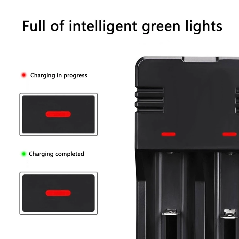 Double Bay 3.7V Lithium Batteries Charger Compatible for 18650,26650,14500,10440,16340,21700,18500 Models LED Indicators K1KF