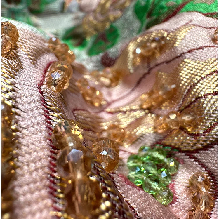 ラグジュアリーダイヤモンドビーズジャカードショートAラインドレス2025新作夏ノースリーブミニドレスエレガントレディOネック女性タンクドレス