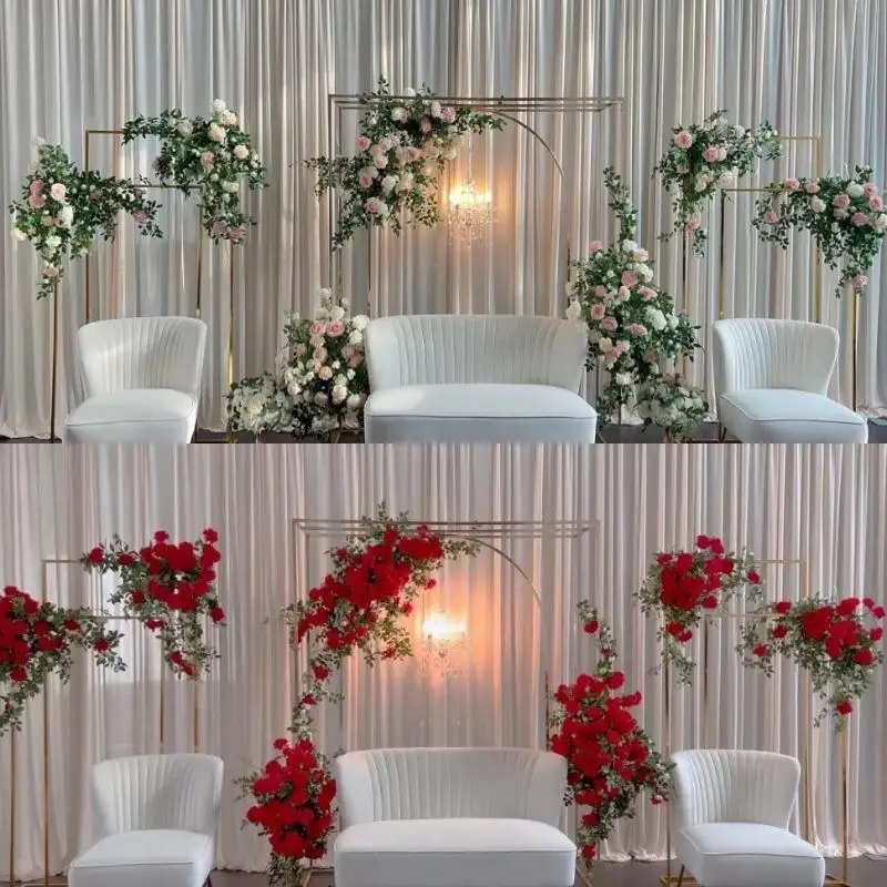 

Luxury Stage Event Party Wedding Backdrops Welcome Frame Flower Arch Balloon Stand Background Decoration Ornament Backdrop