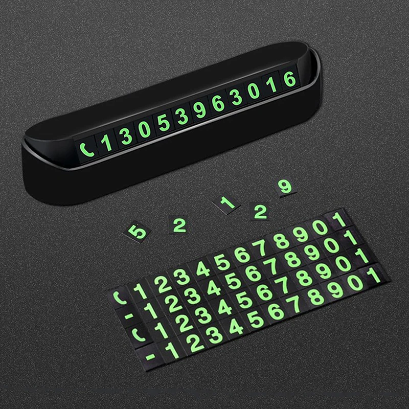 

1 Pcs Temporary Parking Card Phone Number Plate Push To Hide Luminous Parking Phone Plate Car Accessories Car Decoration