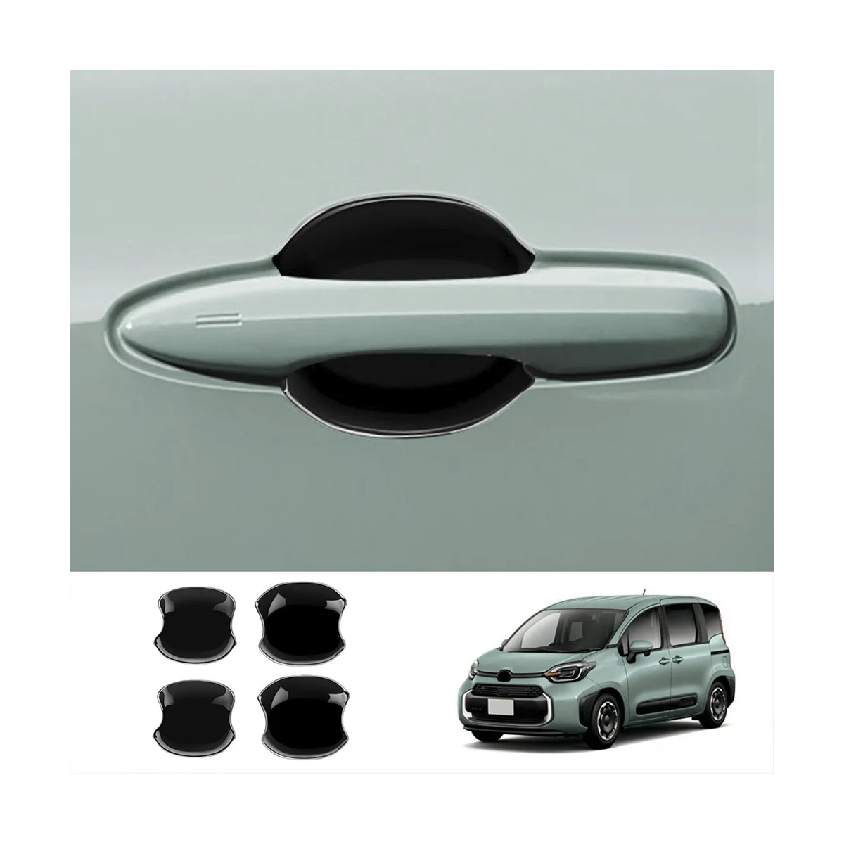 Car Gloss Black Door Handle Bowl Cover Cavity Trim Insert Catch Molding Garnish for Toyota SIENTA 10 Series 2022 2023