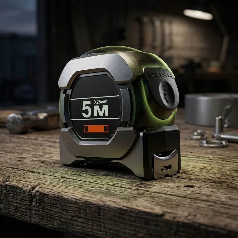 1pc Self-Locking Steel Tape Measure High-Visibility Fluorescent Precision Measurement Tape Measures For Architecture Engineering