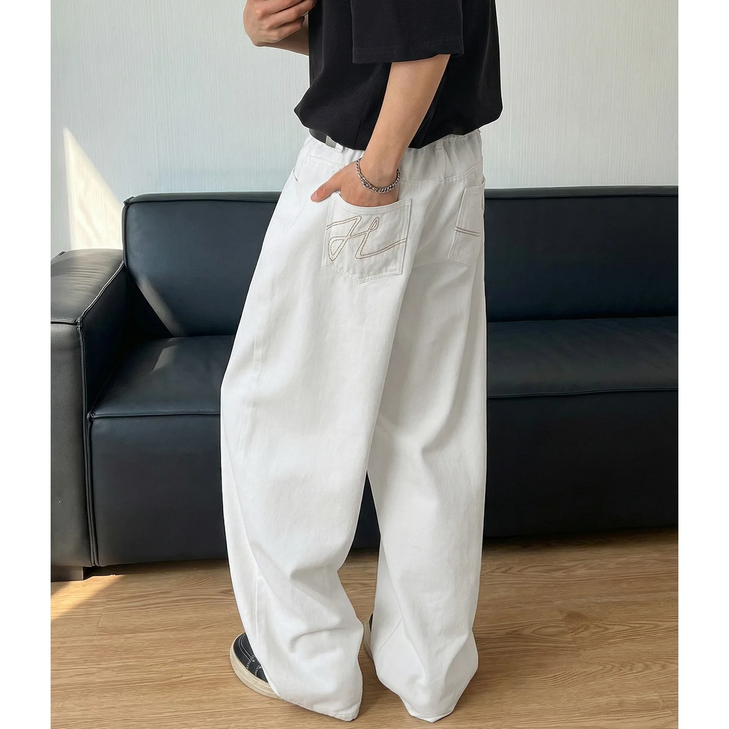 

TFETTERS 2026 Весенние белые мешковатые джинсы в стиле High Street для мужчин, винтажные, оверсайз, свободные, широкие, джинсовые брюки, уличная одежда