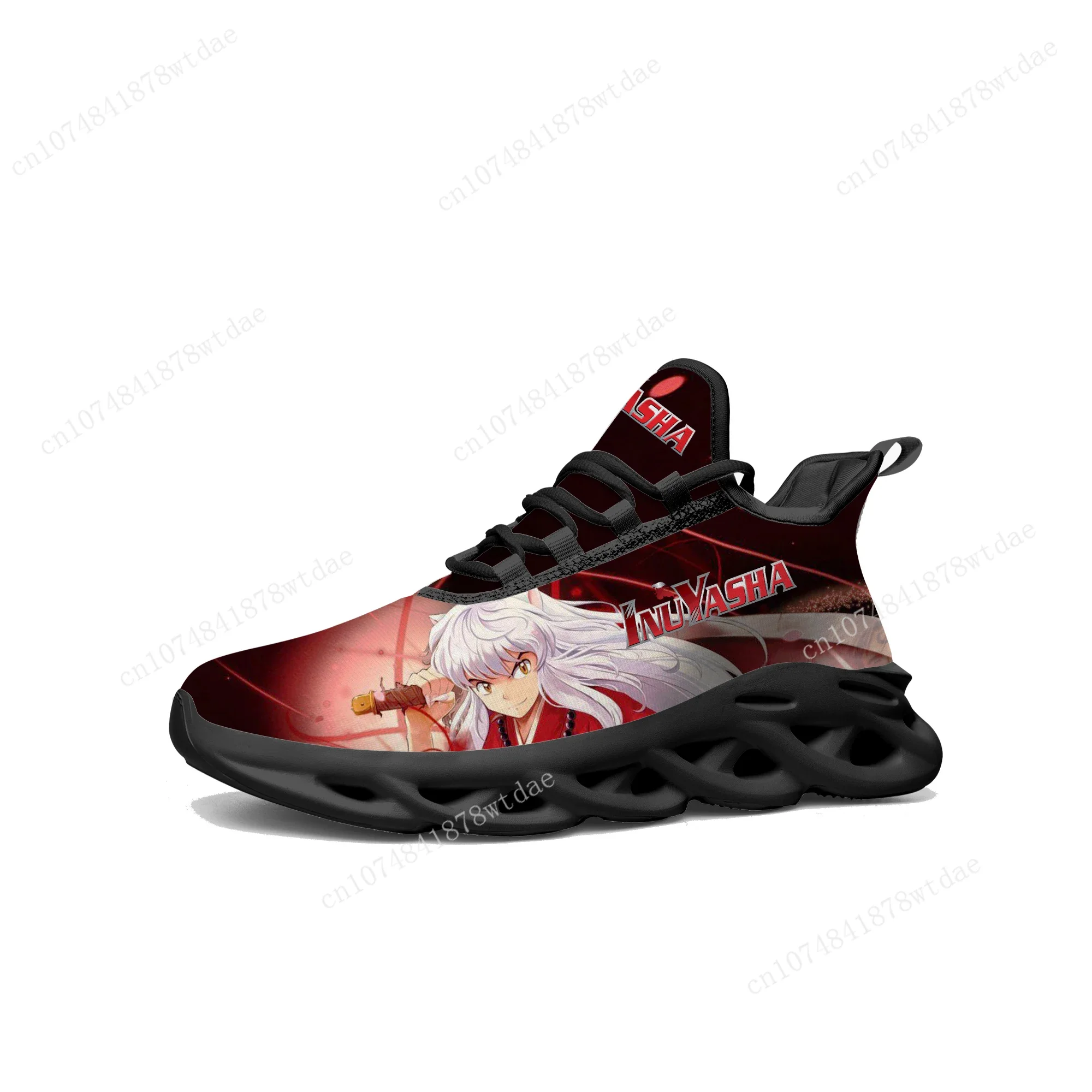 Inuyasha Flats Sneakers Men Women Teenager Sports Running Shoes High Quality Japanese Anime Cartoon Custom Lace Up Mesh Footwear