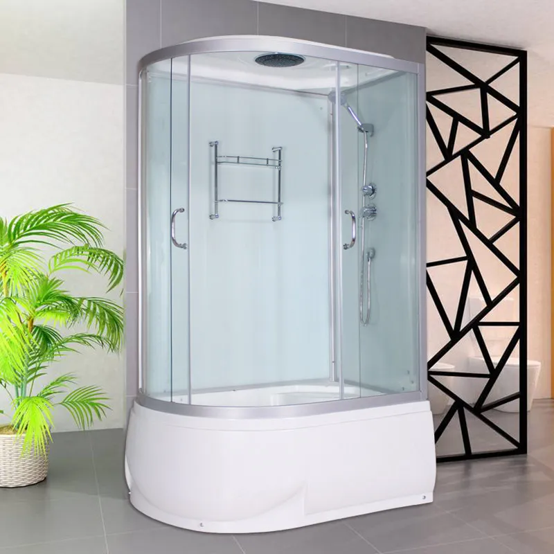 L-shaped Tempered Glass Steam Shower Back Panel with Frame for Bathroom