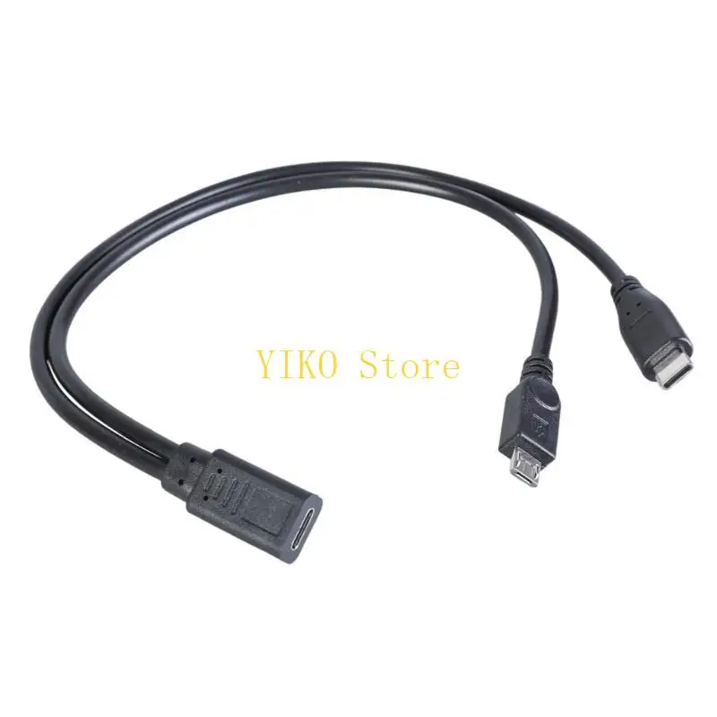 K32C USB C Splitter Cable Type C Female to Male and MicroUSB Y Extension Cable