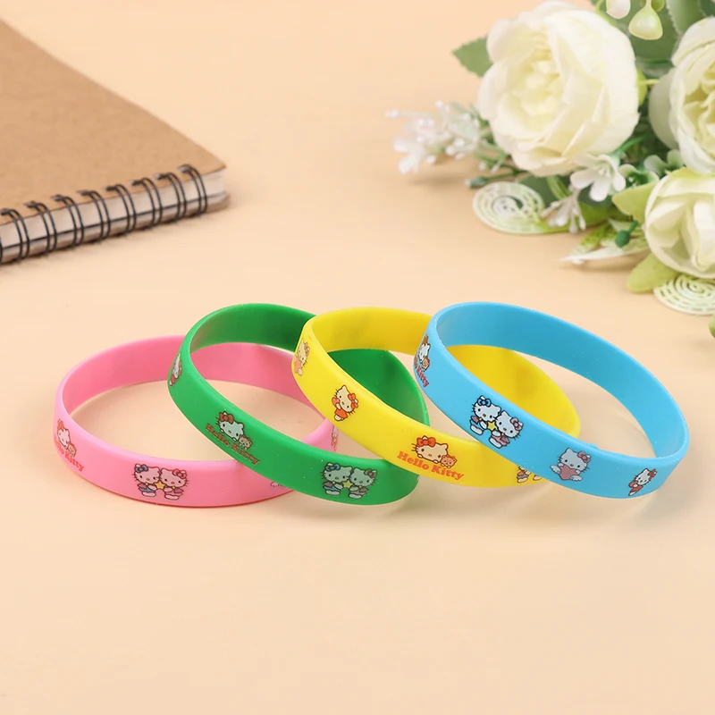 

4pcs Sanrio Bracelet Anime Children Silicagel Jewelry Party Decorations Boys Girls Wrist Strap Kids Birthday Gift Toy