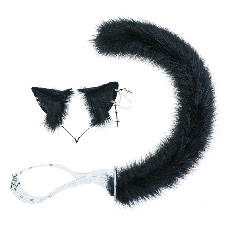 

Anime Cosplay Headband for Cat Tail Girl Furry for Cat Ears Hairhoop for Fancy Party Costume Photography