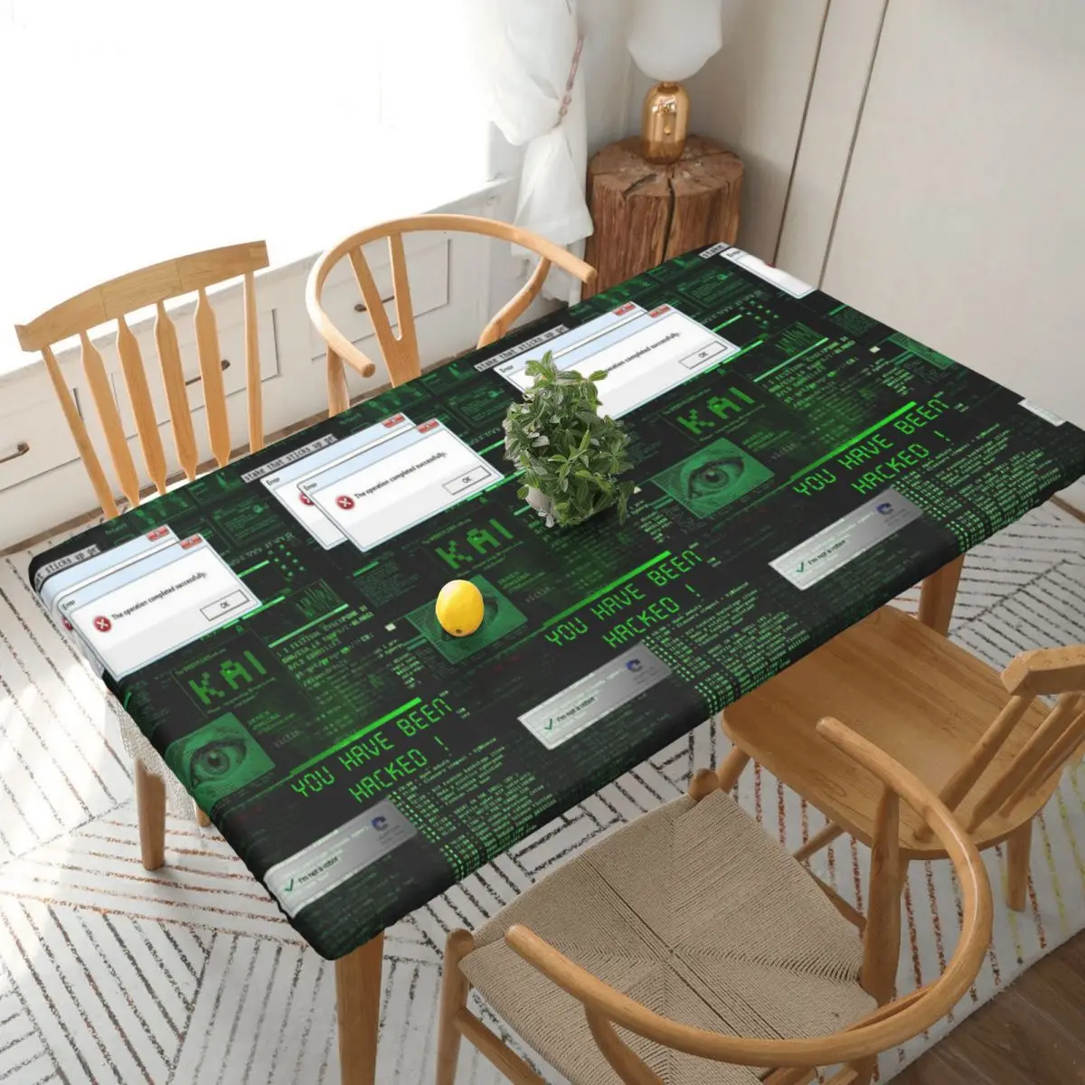 Hacker Code Binary Code Geek Science Computer Custom Rectangular Tablecloth Waterproof Table Cover for Festival Table Cloth