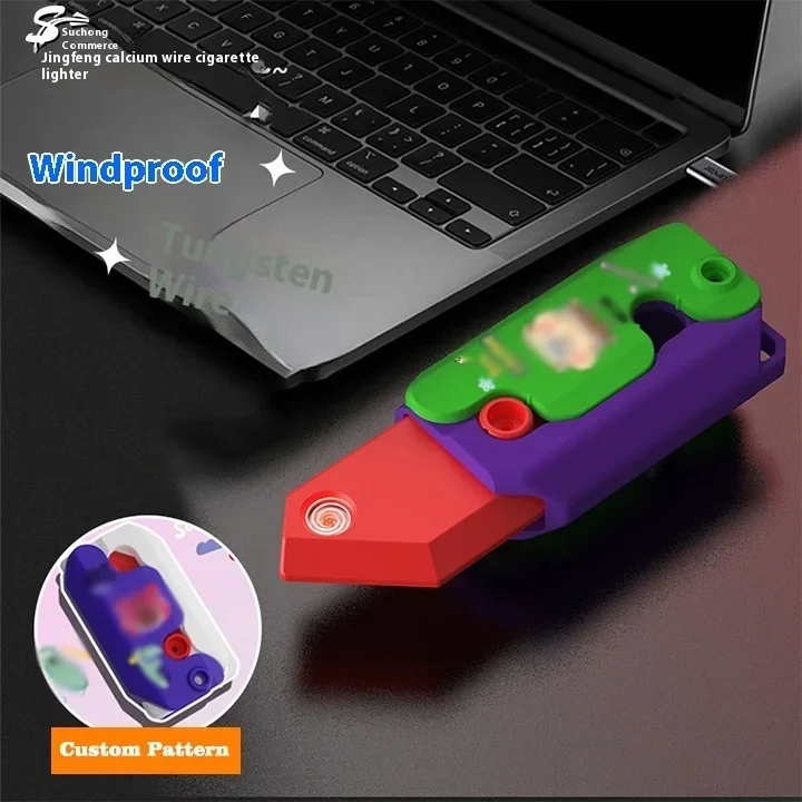 Rechargeable cigarette lighter, lighter, decompression radish knife, glowing toy, extendable and foldable