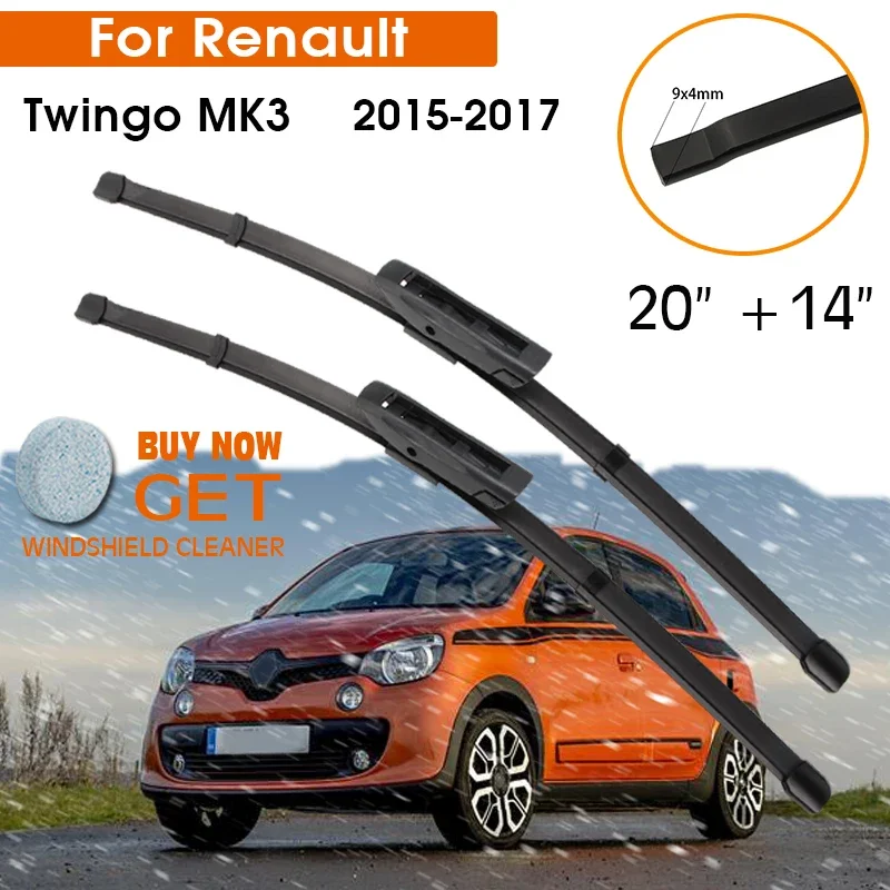 

Car Wiper Blade For Renault Twingo MK3 2015-2017 Windshield Rubber Silicon Refill Front Window Wiper 20"+14" LHD RHD Accessorie