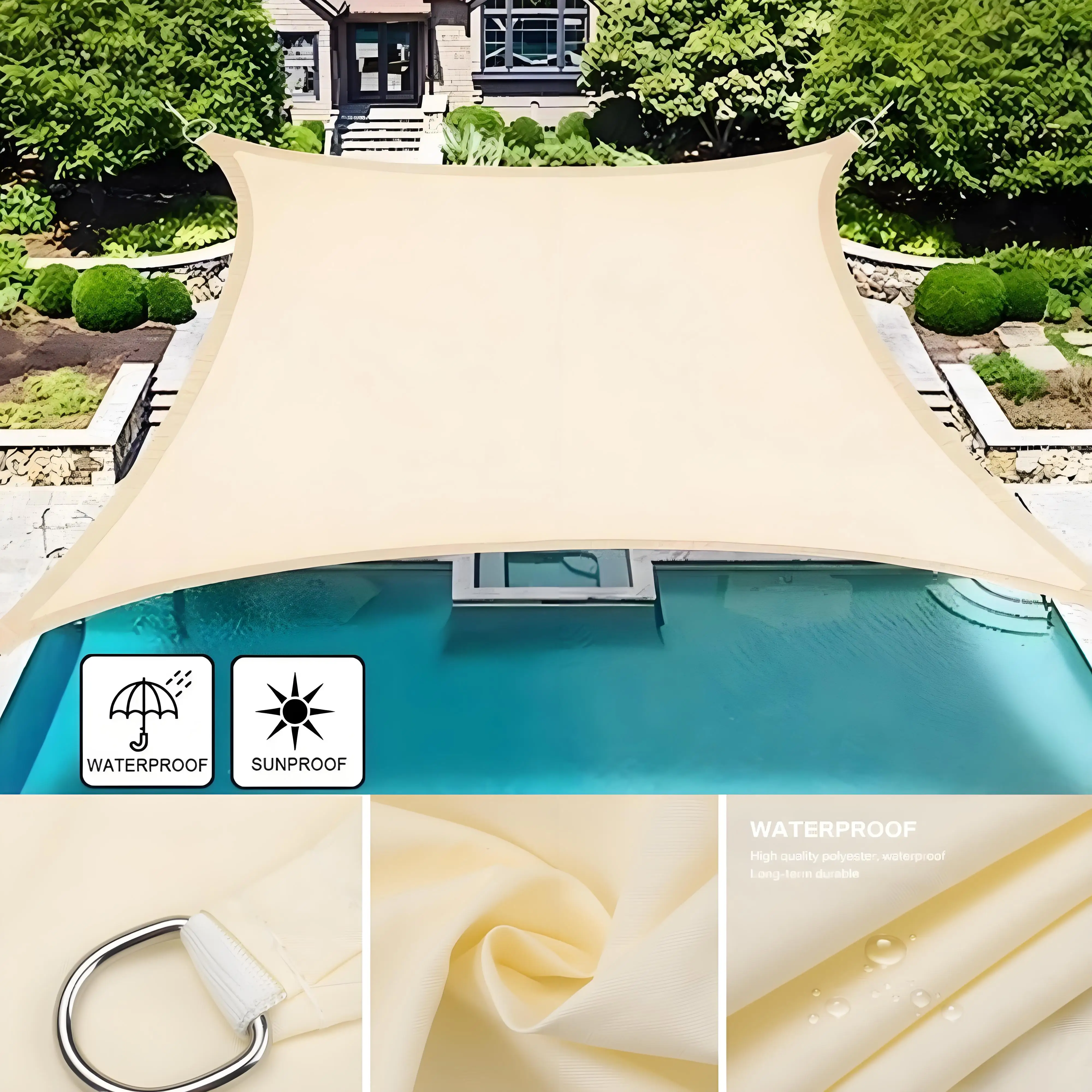 Waterproof Sun Shade Sails Rectangular Triangle Garden Canopy UV Block Sun Sail Outdoor Patio Shelter Sunshade Sunscreen Awnings