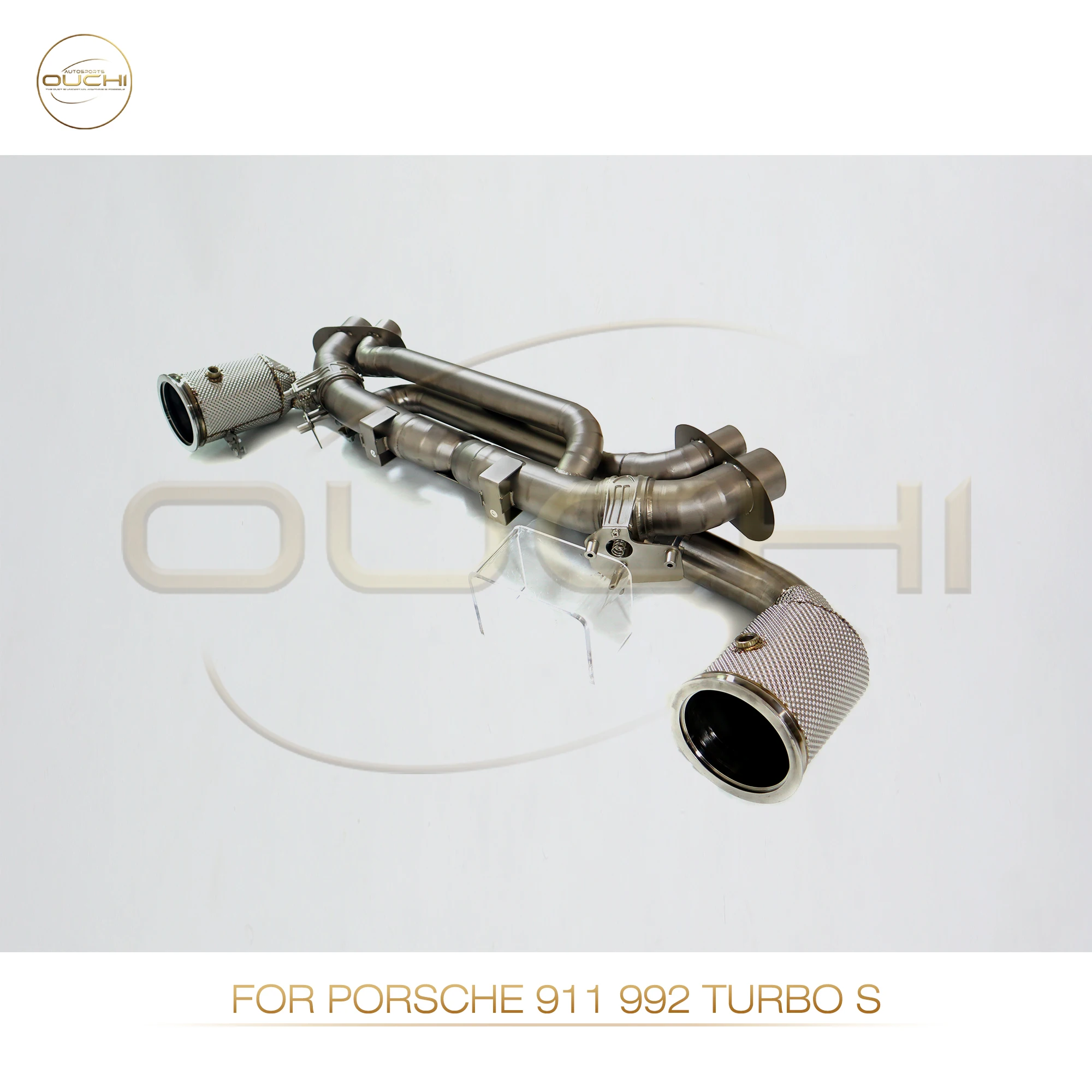 OUCHI Exhaust System Frosted titanium alloy Material High Flow catback Full Exhaus for Porsche 911 992 turbo s without valve