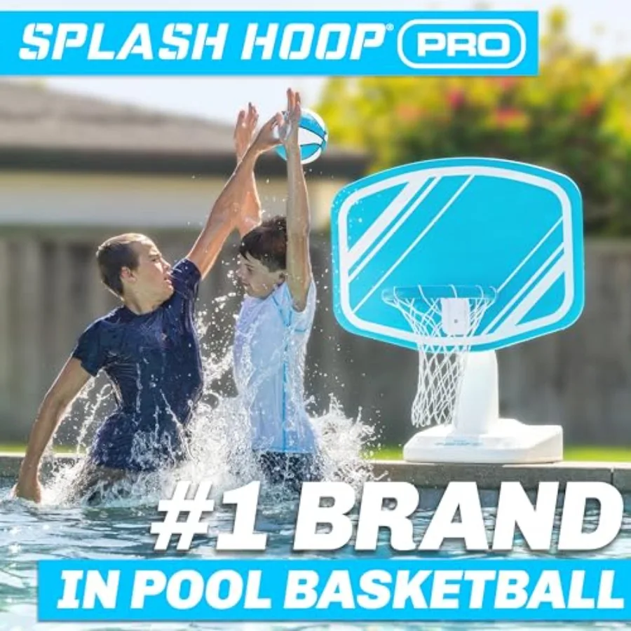 Splash Hoop PRO Swimming Pool Basketball Game Includes Poolside Water Basketball Hoop 2 Balls and Pump Aqua