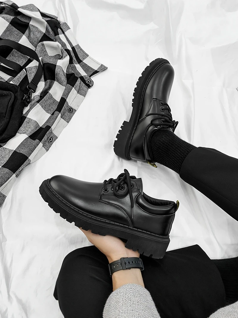 

Men's Casual Formal Wedding Shoes Thick Bottom Leisure British Style Shoes Leather Upgraded Version Comfortable Breathable
