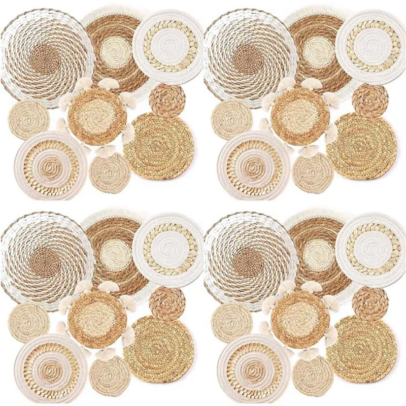 

ALIM-36 Pack Boho Wall Basket Set, Hanging Woven Wall Basket Decor, Seagrass Rattan Wicker Boho Wall Decor