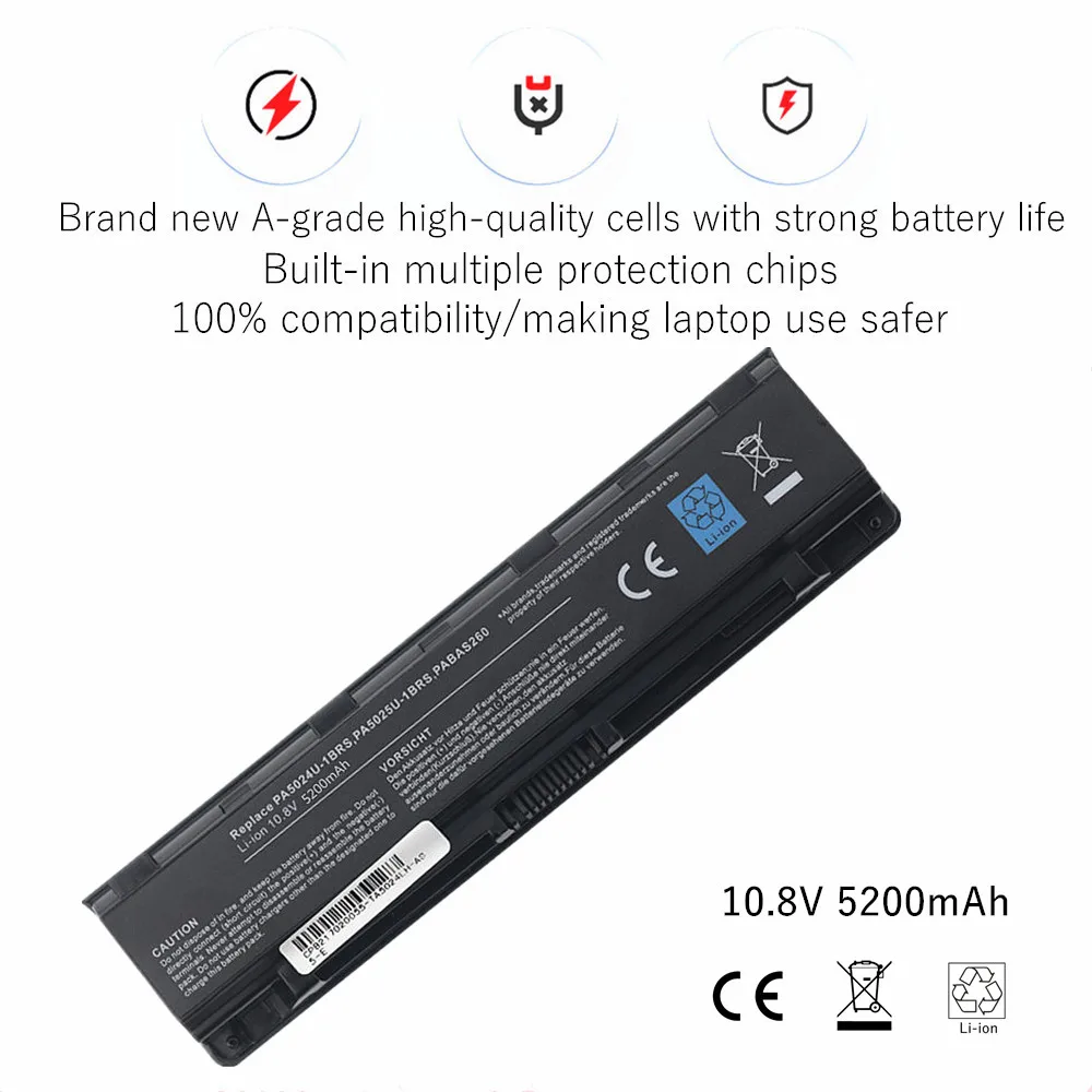 Laptop Battery For Toshiba C40 C45 C50 C50D C50t C55 C55D C55Dt C55t C70 C70D C75 C75D C840 C840D C845 C850 C850D C855 C870