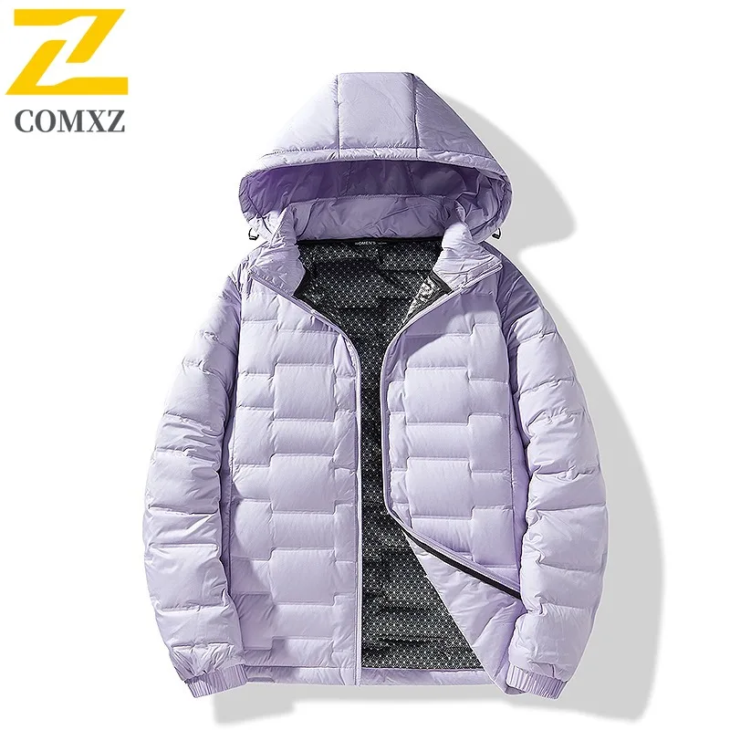 

COMXZ Lightweight Down Jacket Couple White Duck Down Camping Padded Jacket Fashion Versatile Casual Thin Windproof Padded Coat