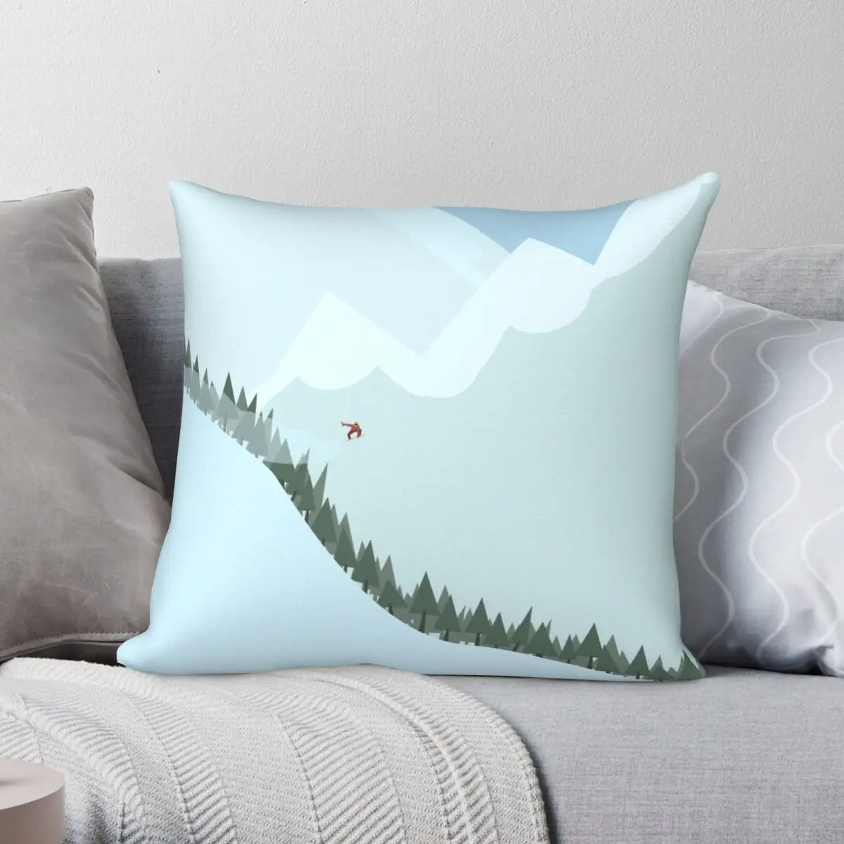 Downhill Snowboard Square Pillowcase Polyester Linen Velvet Printed Zip Decor Pillow Case Car Cushion Cover