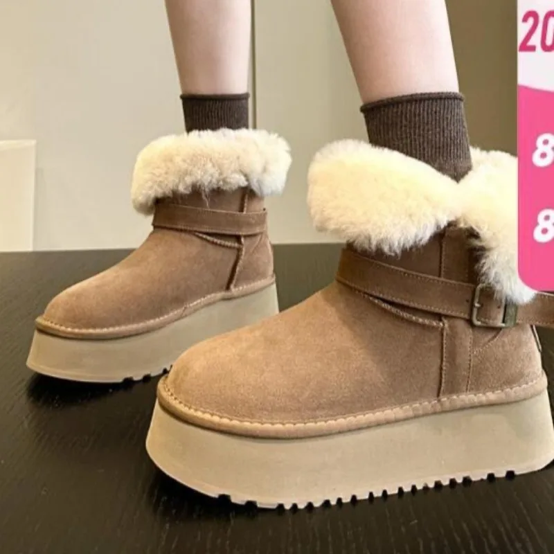 Winter High-quality Suede Design Warm Mid-tube Womens Boots Comfortable Thick-soled Snow Boots 2024 New Soft Plush Fashion Boots