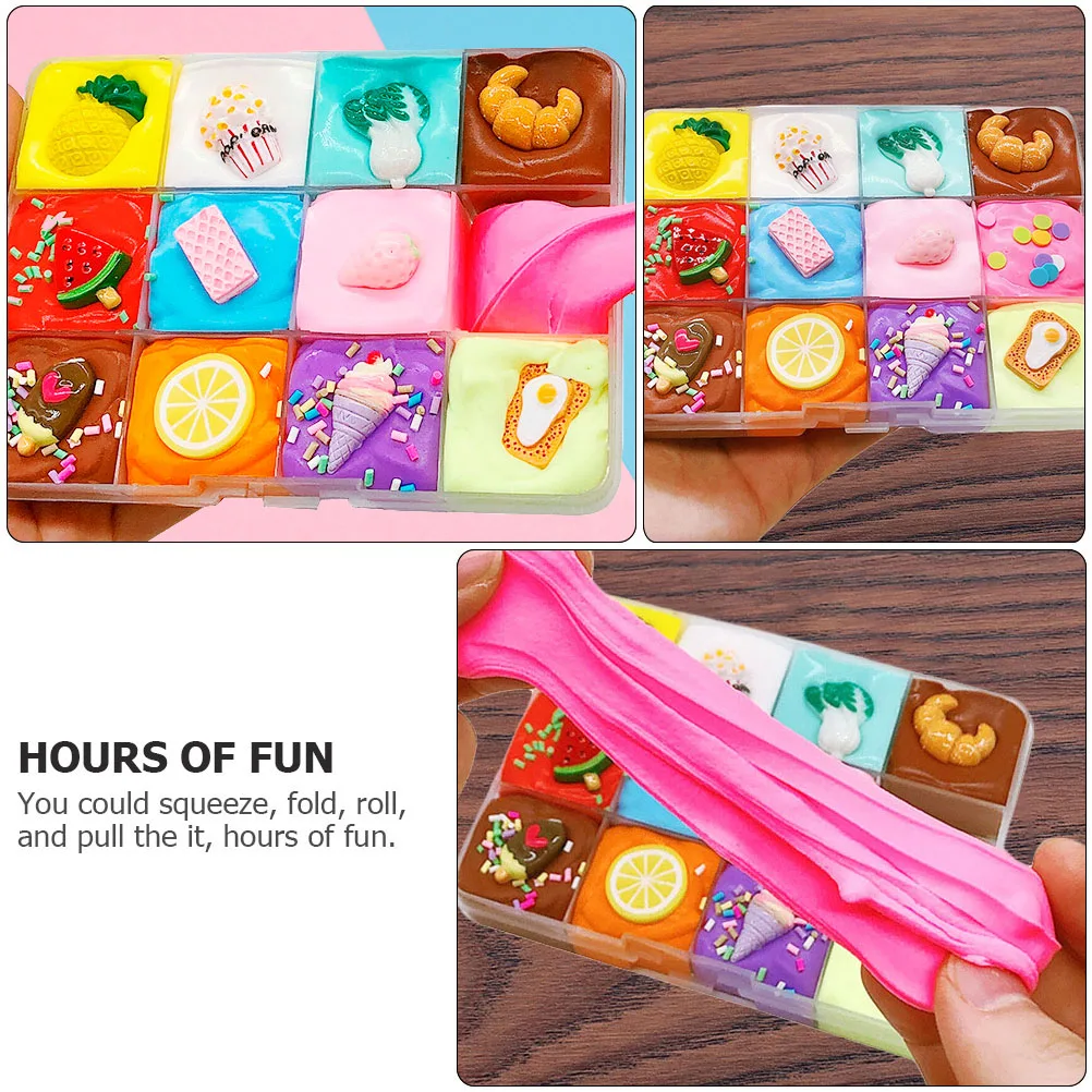 

Stress Relief Plasticine 12 Colors Fruit Cake Charms Non- Party Favor Cotton Mud Kids Plasticine Clay Toy